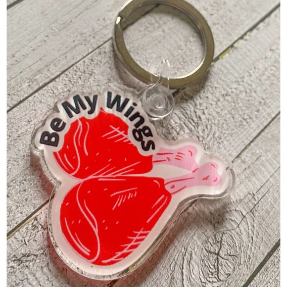 Valentines Day Keychain - Chicken Wing Acrylic Keychain - Custom Made - Be My Wi - Picture 2 of 5